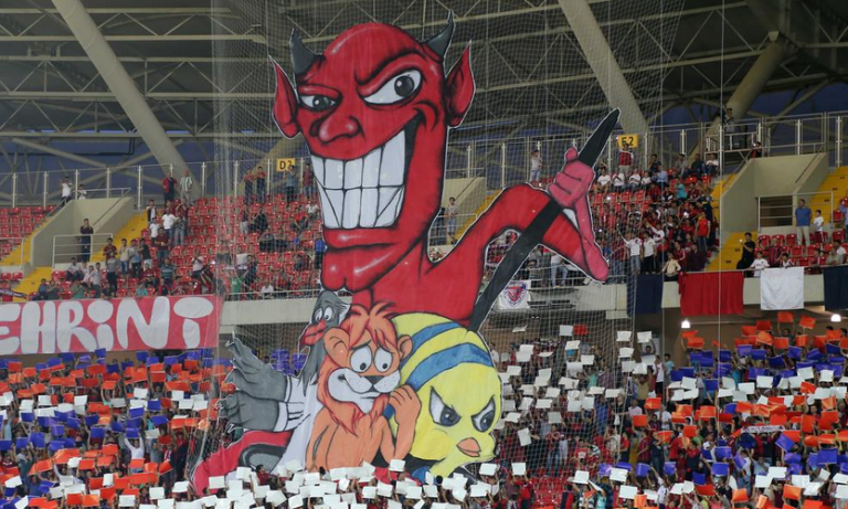 (Video) Turkish Red Devils troll Istanbul rivals with tifo