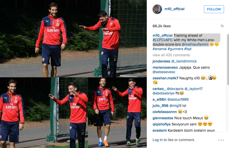 Ozil – Flamini bromance reaches new heights following Arsenal derby win over Tottenham