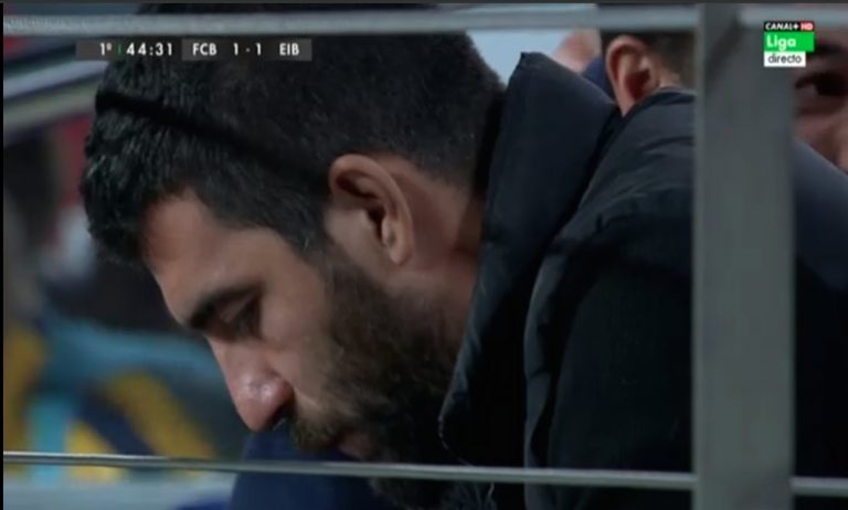 Arda Turan watches Barcelona beat Eibar 3-1 from the stands