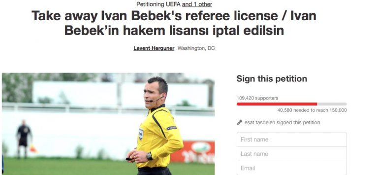 110,000 sign petition to take away Ivan Bebek’s referee license following Fenerbahce debacle