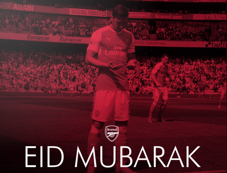 Image: Arsenal use Mesut Ozil praying to deliver their Eid festival message